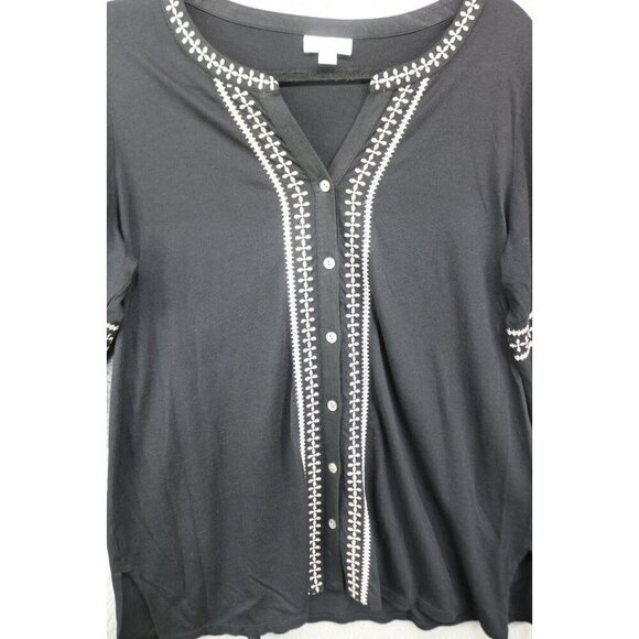 J. Jill 3/4 Sleeve Embroidered Tunic-Size Small/Petite-Boho-Hippie - Picture 3 of 9